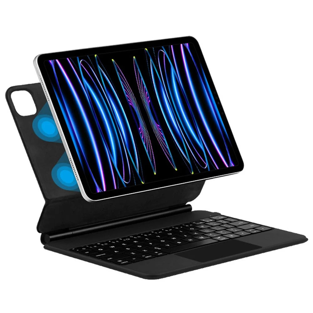 Magnetic Floating Bluetooth-Compatible Keyboard for iPad Air 13 (2026) / (2025) / (2024) / iPad Pro 12.9 (2022) / (2021) / (2020) / (2018) Leather Tablet Case - Black - 1