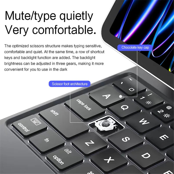 For iPad Pro 11 (2025) / (2024) Magnetic Floating Bluetooth-compatible Keyboard + Leather Tablet Case - Black - 2