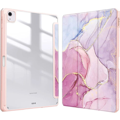 Bulk Purchasing For iPad Air 11 (2026) / (2025) / (2024) Case Pattern Leather Tablet Cover Clear Back Shell Auto Wake / Sleep - Pink Marble - 1