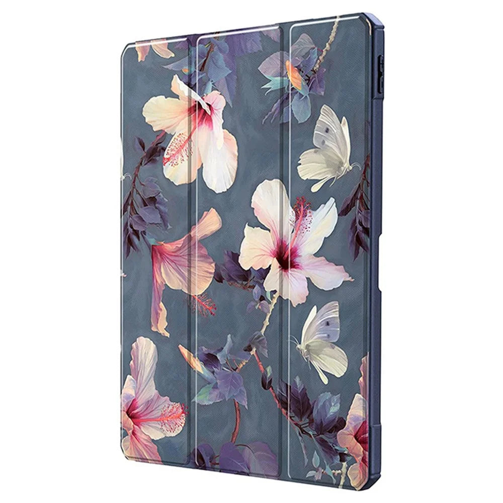 Bulk Purchasing For iPad Air 13 (2026) / (2025) / (2024) Case Tri-Fold Stand Pattern Leather+TPU+Acrylic Tablet Cover -  Grey / Flower - 2