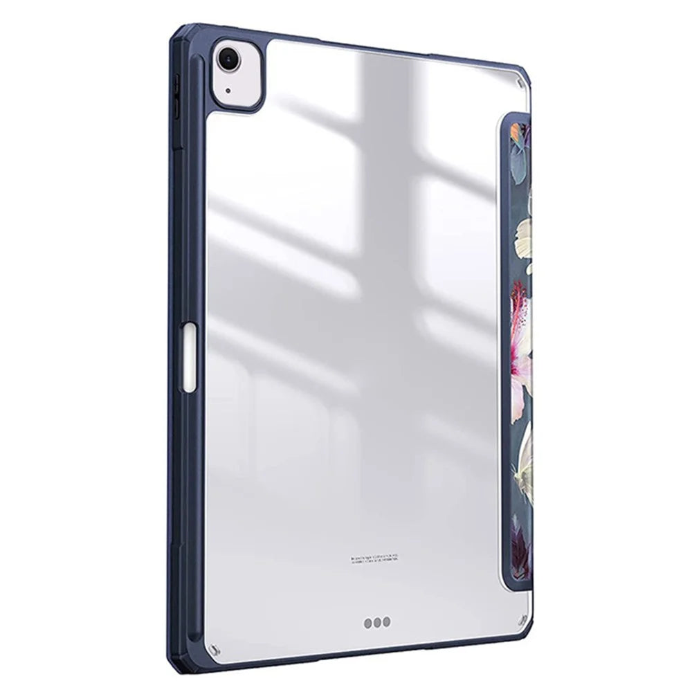 Bulk Purchasing For iPad Air 13 (2026) / (2025) / (2024) Case Tri-Fold Stand Pattern Leather+TPU+Acrylic Tablet Cover -  Grey / Flower - 3