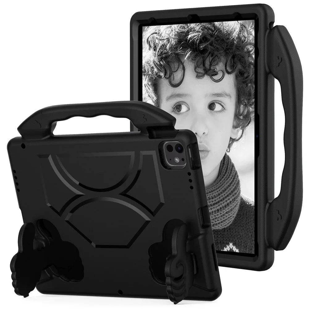 For iPad Pro 12.9-inch (2018) / (2020) / (2021) / (2022) / Air 13 (2026) / (2025) / (2024) / (2024) / Pro 13 (2025) / 13 (2024) Tablet EVA Case with Thumb Kickstand - Black - 1