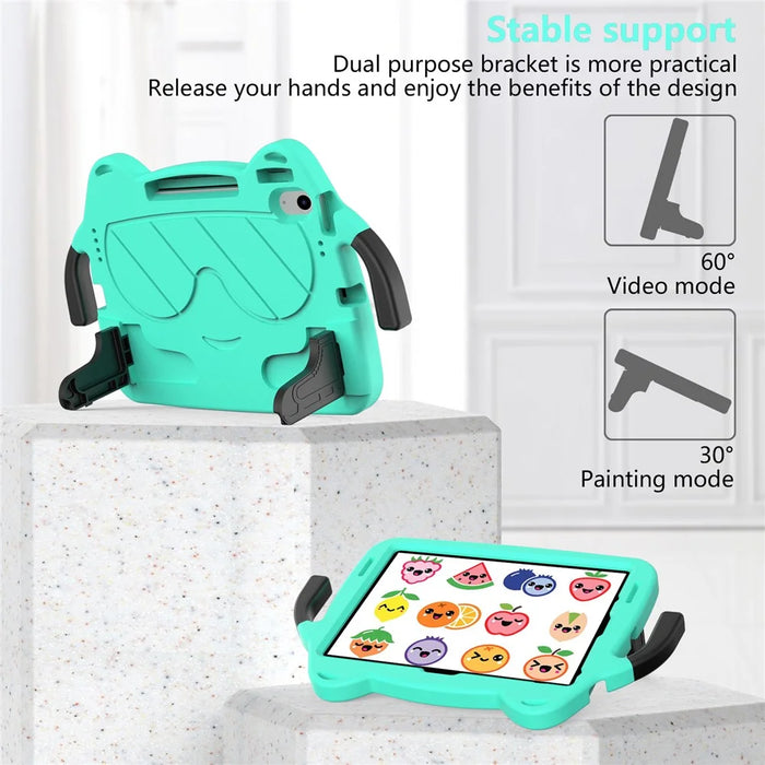 For iPad Air 11 (2026) / (2025) / (2024) Case EVA + PC Protective Kickstand Tablet Cover Child-Friendly - Mint Green+Black - 3