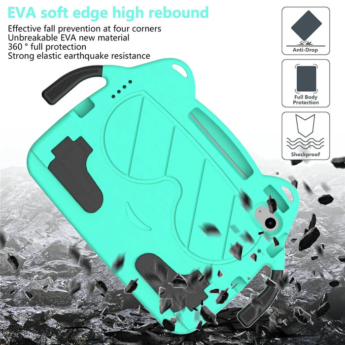 For iPad Air 11 (2026) / (2025) / (2024) Case EVA + PC Protective Kickstand Tablet Cover Child-Friendly - Mint Green+Black - 6