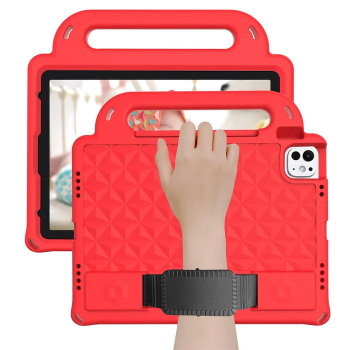 For iPad Pro 11 (2025) / 11 (2024) Case Protective EVA Tablet Cover with Kickstand, Strap - Red - 2