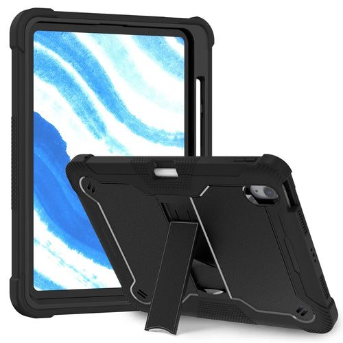 For iPad Air 11 (2026) / (2025) / (2024) Case Silicone + PC Tablet Cover with Stable Kickstand - Black - 1