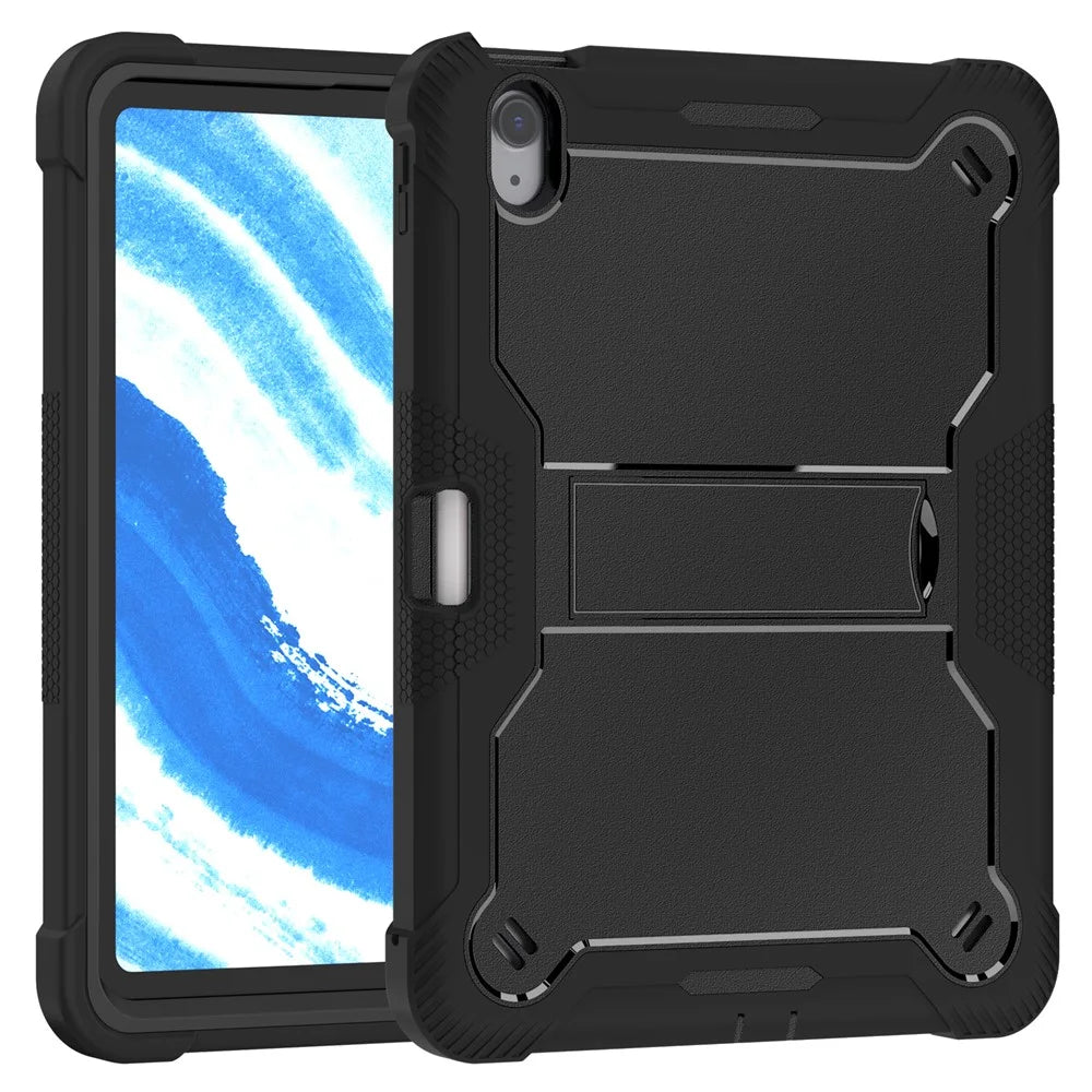 For iPad Air 11 (2026) / (2025) / (2024) Case Silicone + PC Tablet Cover with Stable Kickstand - Black - 2