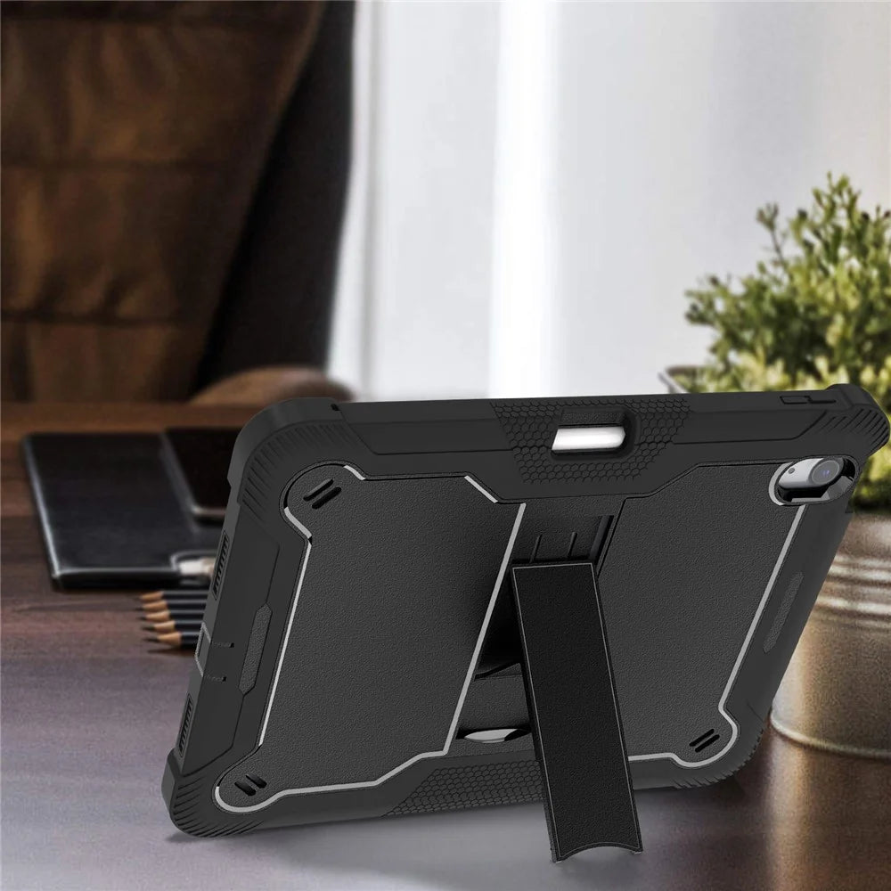 For iPad Air 11 (2026) / (2025) / (2024) Case Silicone + PC Tablet Cover with Stable Kickstand - Black - 5