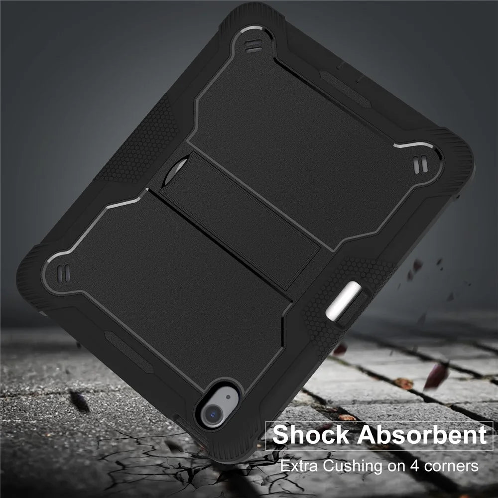 For iPad Air 11 (2026) / (2025) / (2024) Case Silicone + PC Tablet Cover with Stable Kickstand - Black - 6