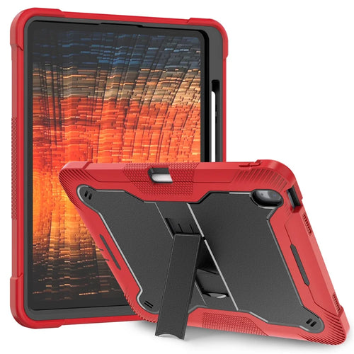For iPad Air 13 (2026) / (2025) / (2024) Case Kickstand Silicone + PC Tablet Cover High-Impact Shockproof - Red+Black - 1