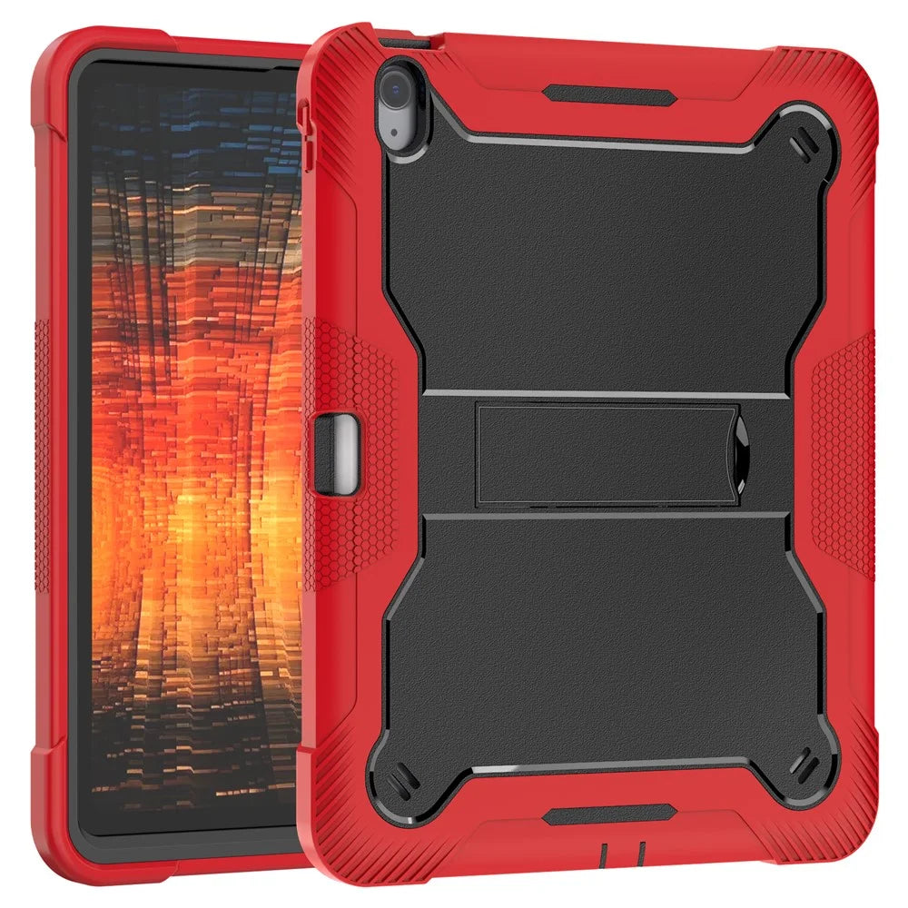 For iPad Air 13 (2026) / (2025) / (2024) Case Kickstand Silicone + PC Tablet Cover High-Impact Shockproof - Red+Black - 2