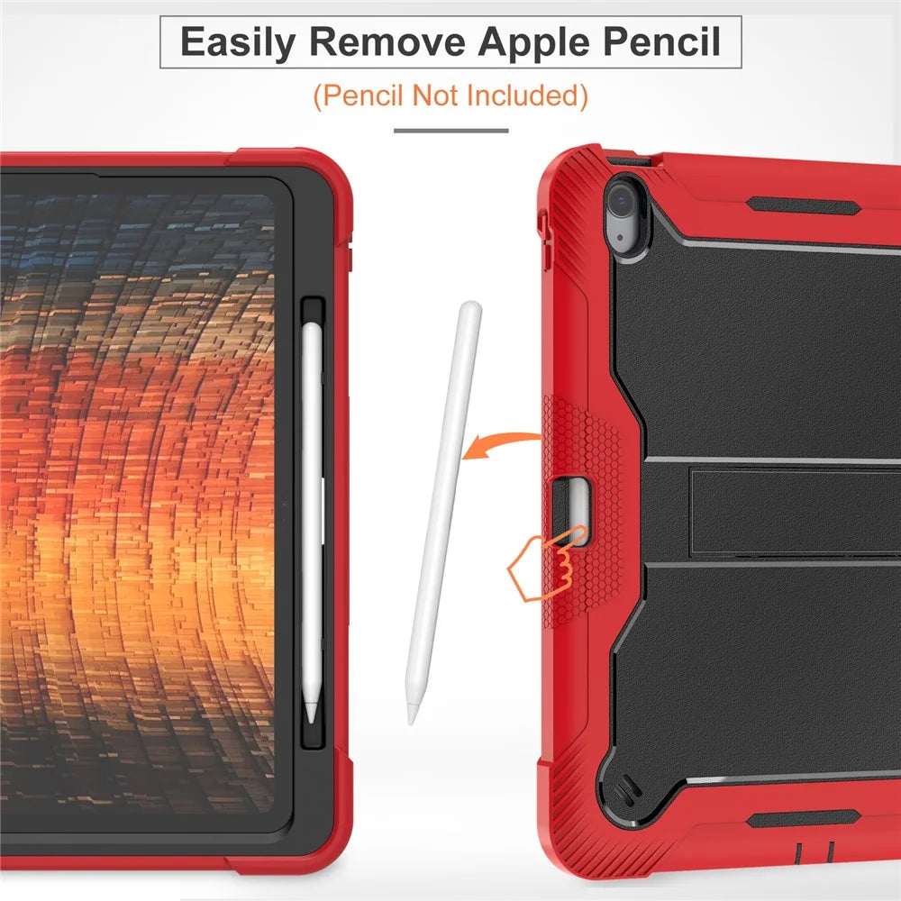 For iPad Air 13 (2026) / (2025) / (2024) Case Kickstand Silicone + PC Tablet Cover High-Impact Shockproof - Red+Black - 3