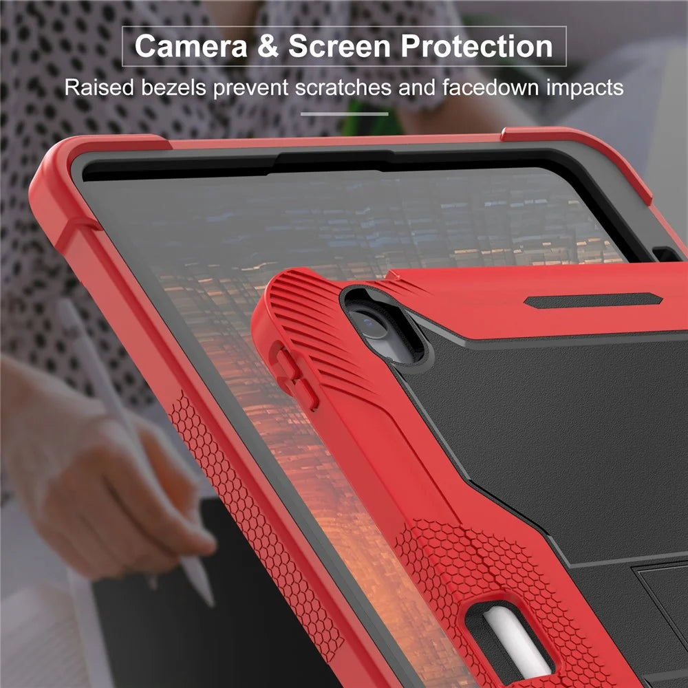 For iPad Air 13 (2026) / (2025) / (2024) Case Kickstand Silicone + PC Tablet Cover High-Impact Shockproof - Red+Black - 4