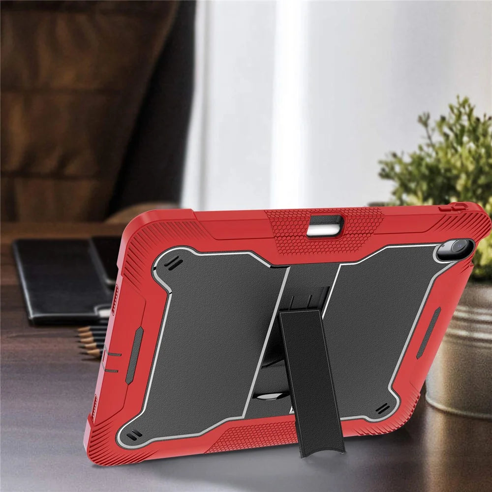 For iPad Air 13 (2026) / (2025) / (2024) Case Kickstand Silicone + PC Tablet Cover High-Impact Shockproof - Red+Black - 5