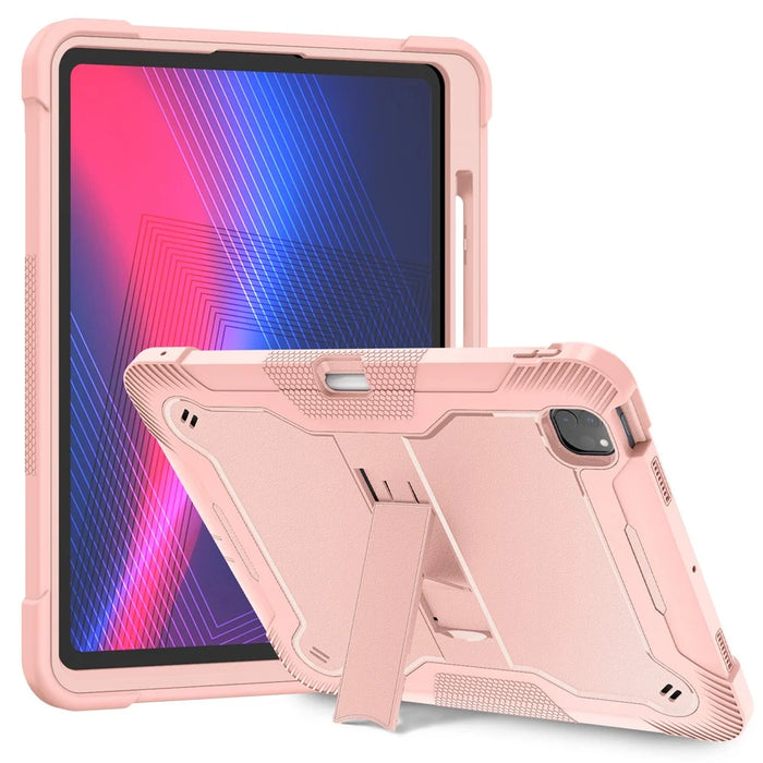 For iPad Pro 13 (2025) / 13 (2024) Case Silicone + PC Tablet Cover with Pen Holder - Rose Gold - 1