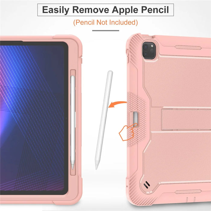 For iPad Pro 13 (2025) / 13 (2024) Case Silicone + PC Tablet Cover with Pen Holder - Rose Gold - 3