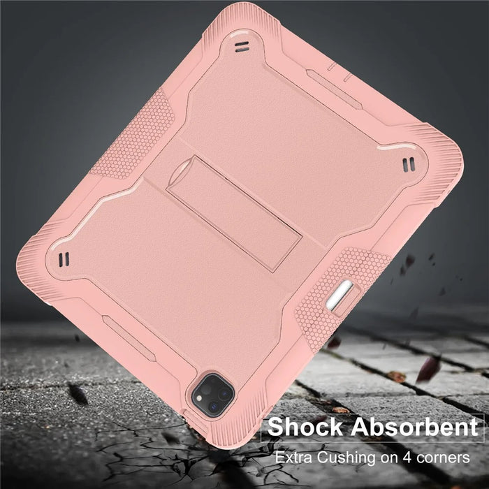 For iPad Pro 13 (2025) / 13 (2024) Case Silicone + PC Tablet Cover with Pen Holder - Rose Gold - 6