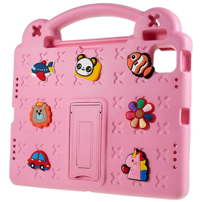 For iPad Pro 11 (2025) / 11 (2024) Case Cartoon Patterns Hand Grip Kickstand Tablet EVA Cover - Pink - 4