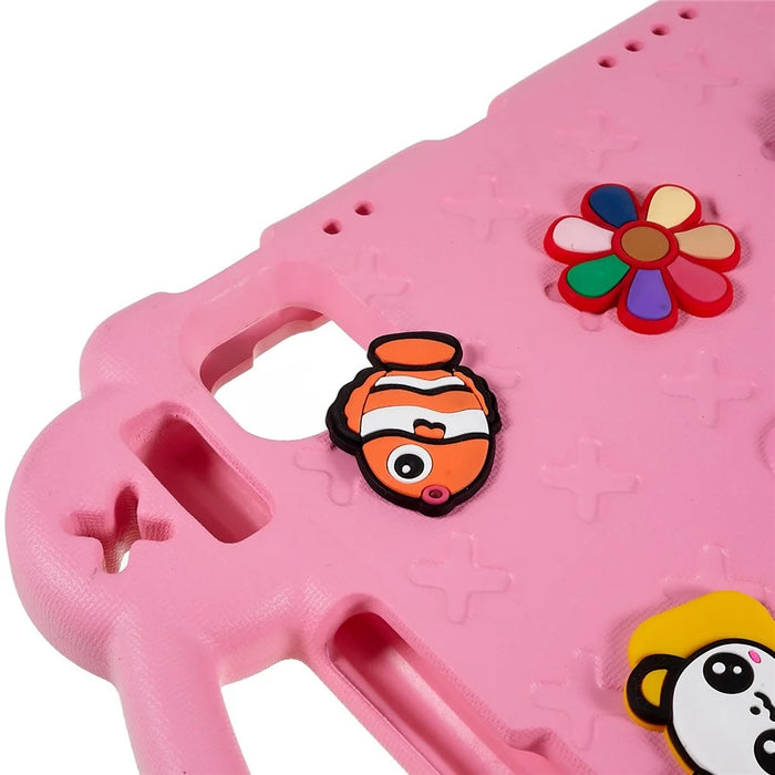 For iPad Pro 11 (2025) / 11 (2024) Case Cartoon Patterns Hand Grip Kickstand Tablet EVA Cover - Pink - 6