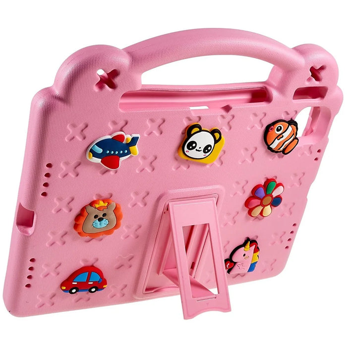 For iPad Pro 11 (2025) / 11 (2024) Case Cartoon Patterns Hand Grip Kickstand Tablet EVA Cover - Pink - 7