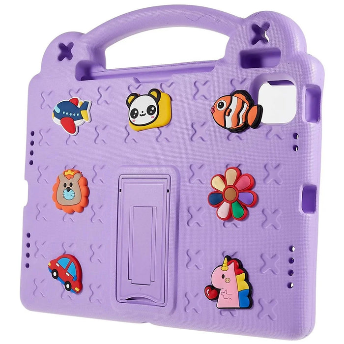 For iPad Air 11 (2026) / (2025) / (2024) Case Cartoon Patterns EVA Tablet Cover with Kickstand - Purple - 4