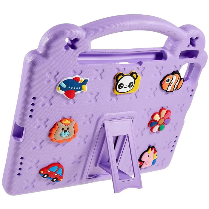 For iPad Air 11 (2026) / (2025) / (2024) Case Cartoon Patterns EVA Tablet Cover with Kickstand - Purple - 7