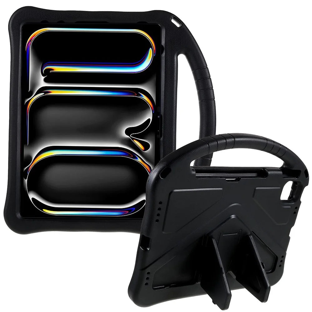 For iPad Pro 11 (2025) / 11 (2024) EVA Case Children Friendly Kickstand Handle Tablet Cover - Black - 1
