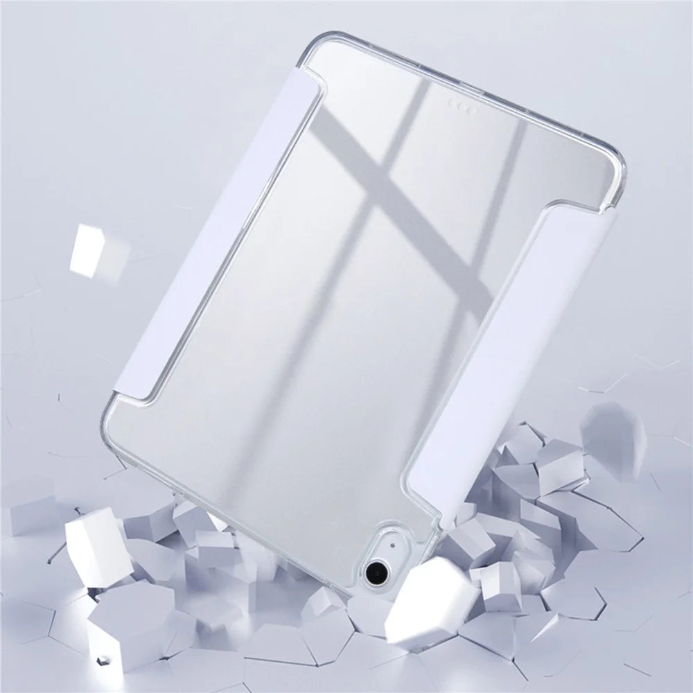 For iPad Air 11 (2026) / (2025) / (2024) Case Origami Stand PU Leather Clear Back Tablet Cover with Pencil Holder - Grey - 7