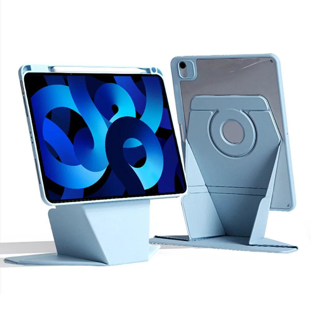 For iPad Air 11 (2026) / (2025) / (2024) Rotate Case Magnetic Detachable Leather Tablet Cover - Baby Blue - 1