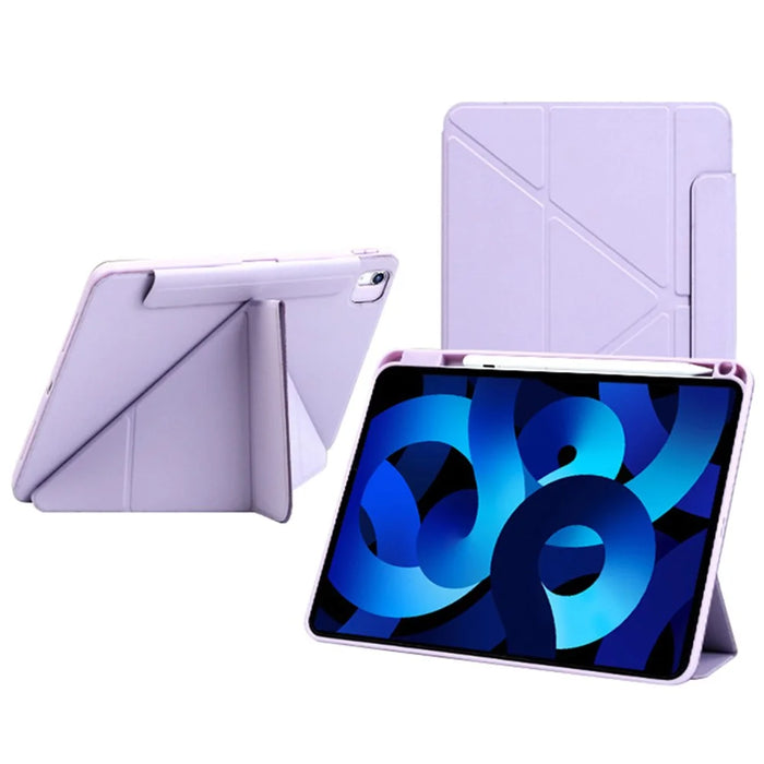 For iPad Air 11 (2026) / (2025) / (2024) / Air (2022) / (2020) Case Origami Stand PU Leather Tablet Cover 360-degree Rotatable - Purple - 1