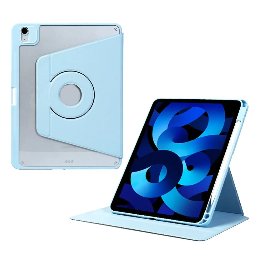 For iPad Air 13 (2026) / (2025) / (2024) Case Leather Magnetic Detachable Smart Tablet Cover Rotation Foldable Stand - Baby Blue - 1