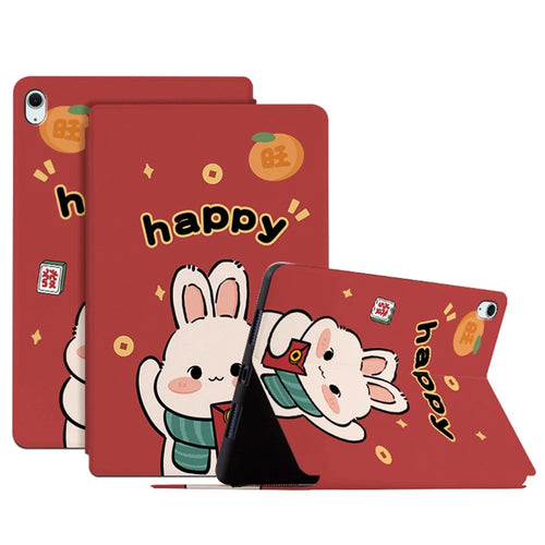 For iPad Air 11 (2026) / (2025) / (2024) / iPad Air (2022) / (2020) Case Joyous Pattern Print Leather Tablet Cover - Happy - 1