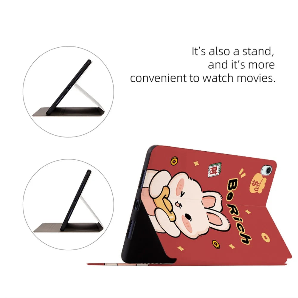 For iPad Air 11 (2026) / (2025) / (2024) / iPad Air (2022) / (2020) Case Joyous Pattern Print Leather Tablet Cover - Happy - 4