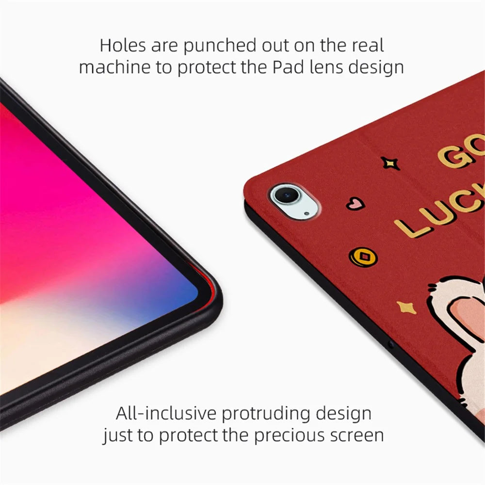 For iPad Air 11 (2026) / (2025) / (2024) / iPad Air (2022) / (2020) Case Joyous Pattern Print Leather Tablet Cover - Happy - 5