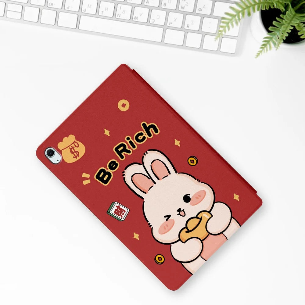 For iPad Air 11 (2026) / (2025) / (2024) / iPad Air (2022) / (2020) Case Joyous Pattern Print Leather Tablet Cover - Happy - 7
