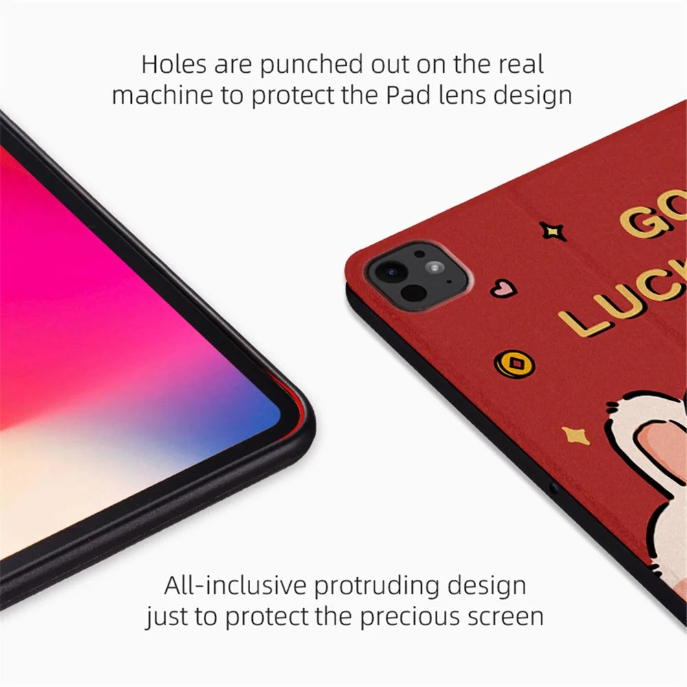 For iPad Pro 11 (2025) / 11 (2024) Case Joyous Pattern PU Leather Tablet Cover Auto Wake / Sleep - Happy - 5