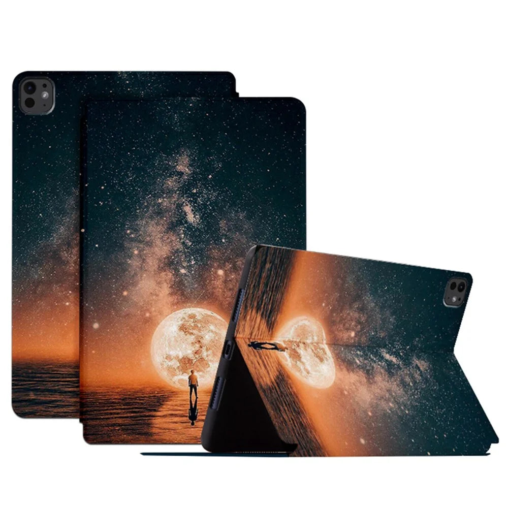 For iPad Pro 11 (2025) / 11 (2024) Case Starry Sky Pattern PU Leather Stand Tablet Cover - Bright Sky - 1