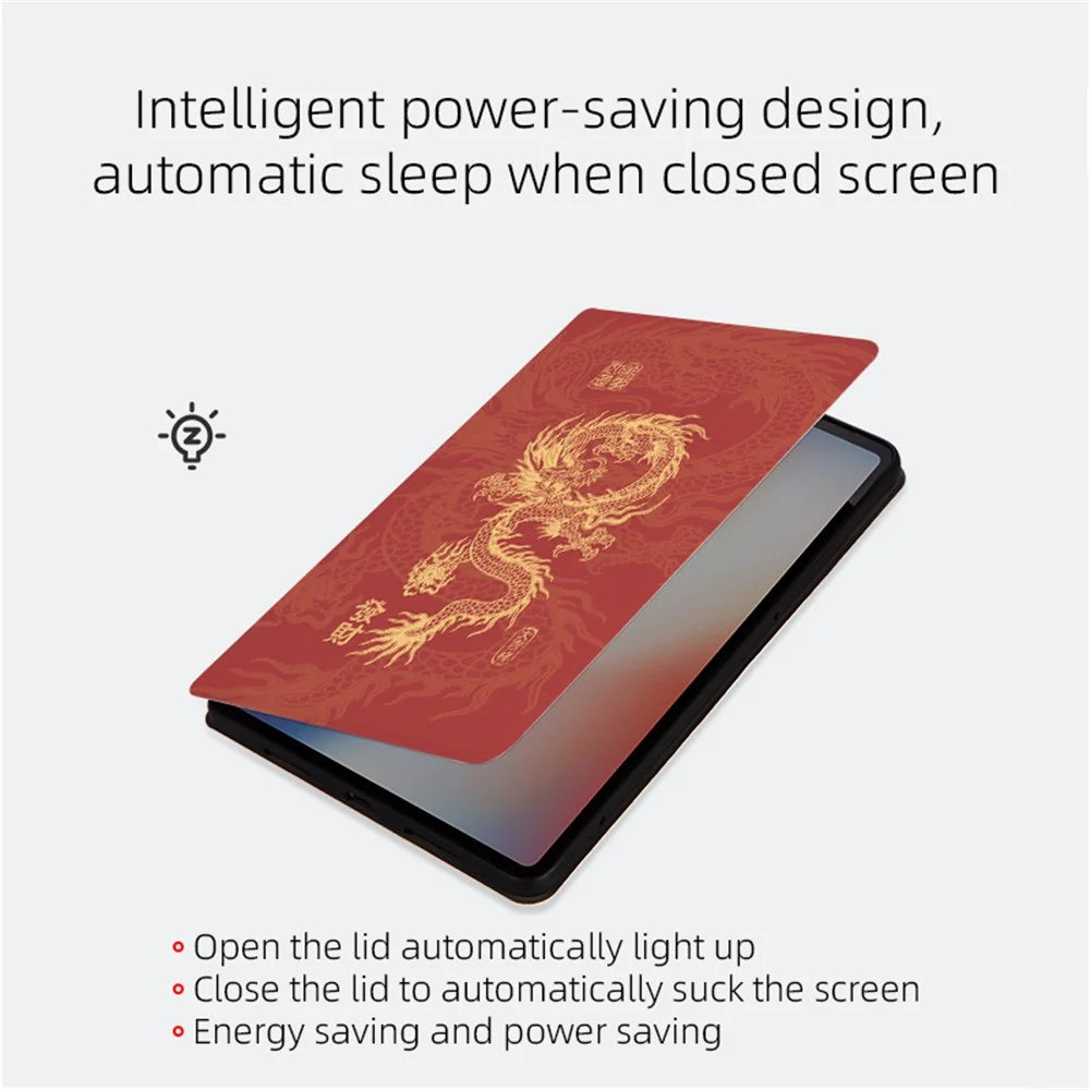 For iPad Pro 11 (2025) / 11 (2024) Case PU Leather Loong Pattern Stand Tablet Cover - All Wishes Come True - 3