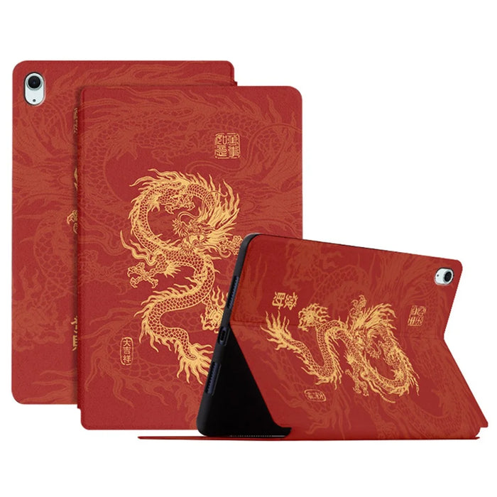 For iPad Air 11 (2026) / (2025) / (2024) / iPad Air (2022) / (2020) Case Loong Pattern Print Tablet Leather Cover - All Wishes Come True - 1