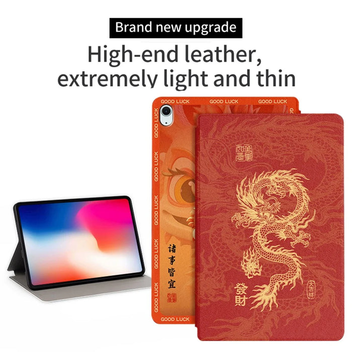 For iPad Air 11 (2026) / (2025) / (2024) / iPad Air (2022) / (2020) Case Loong Pattern Print Tablet Leather Cover - All Wishes Come True - 2