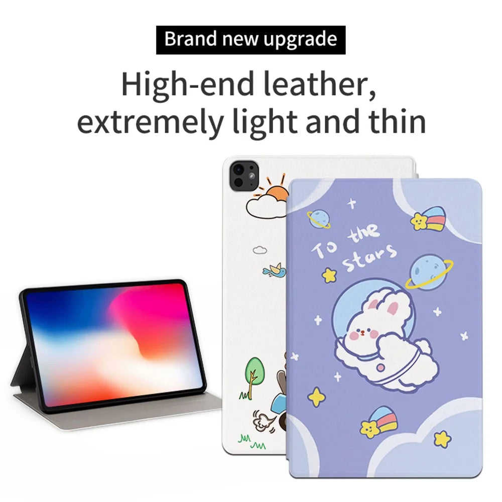 For iPad Pro 11 (2025) / 11 (2024) Case Cute Cartoon Pattern PU Leather Smart Flip Tablet Cover - Bubble Dog - 2
