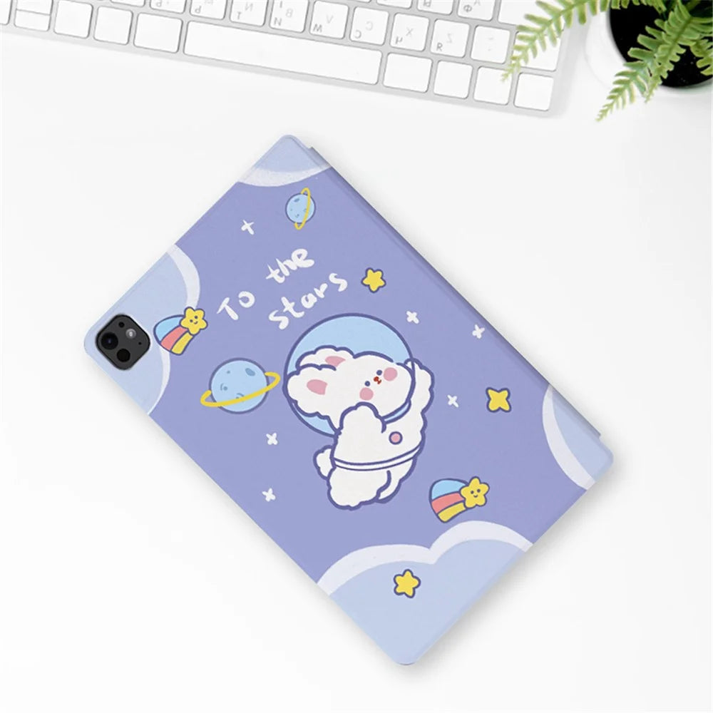 For iPad Pro 11 (2025) / 11 (2024) Case Cute Cartoon Pattern PU Leather Smart Flip Tablet Cover - Bubble Dog - 7
