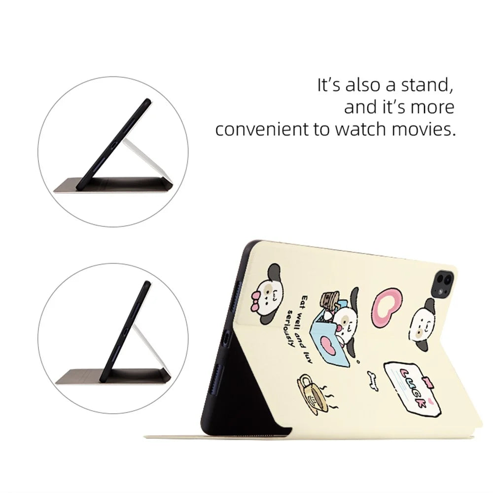 For iPad Pro 11 (2025) / 11 (2024) Case Cute Cartoon Pattern Print PU Leather Tablet Cover - Angel Cat - 4