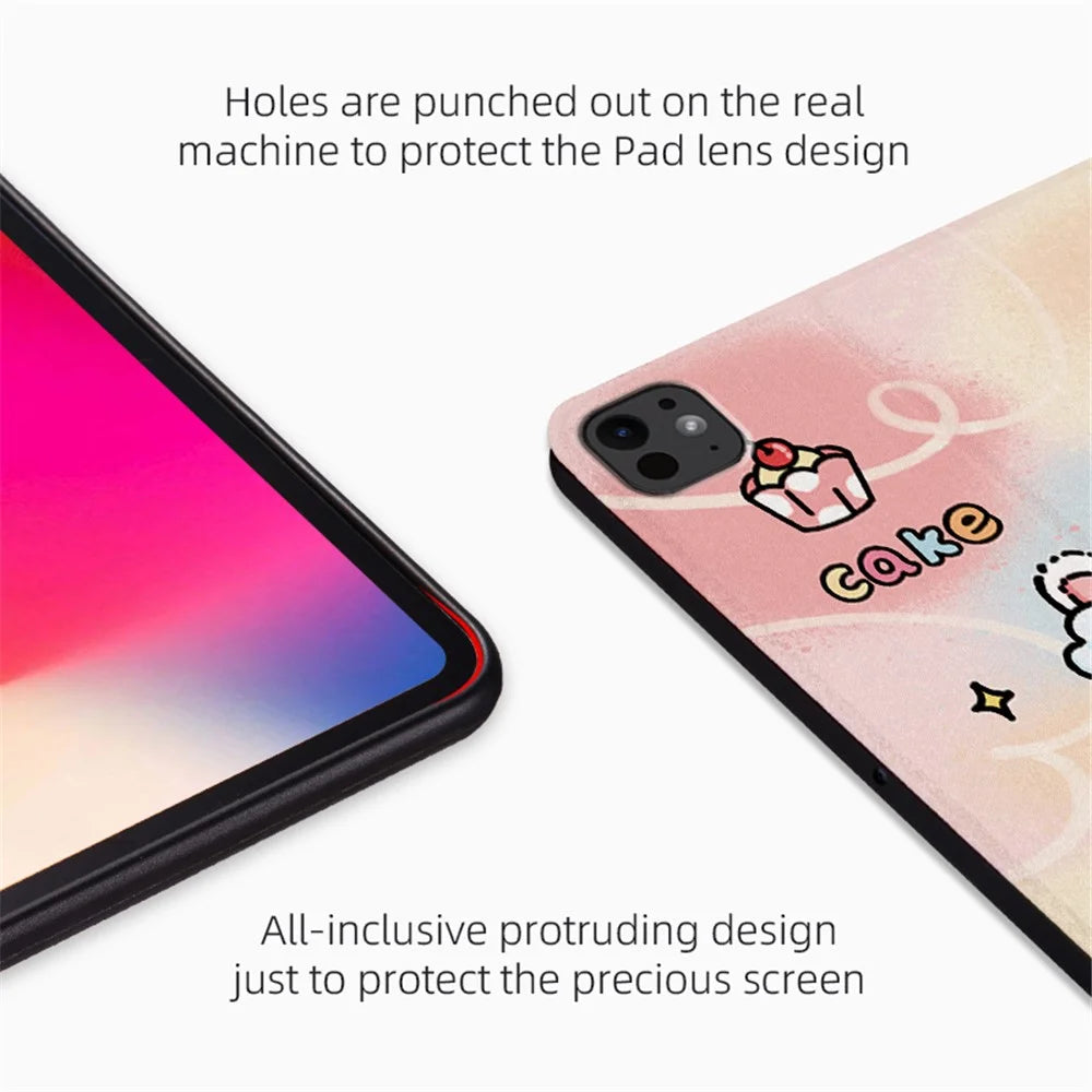 For iPad Pro 11 (2025) / 11 (2024) Case Cute Cartoon Pattern Print PU Leather Tablet Cover - Angel Cat - 5