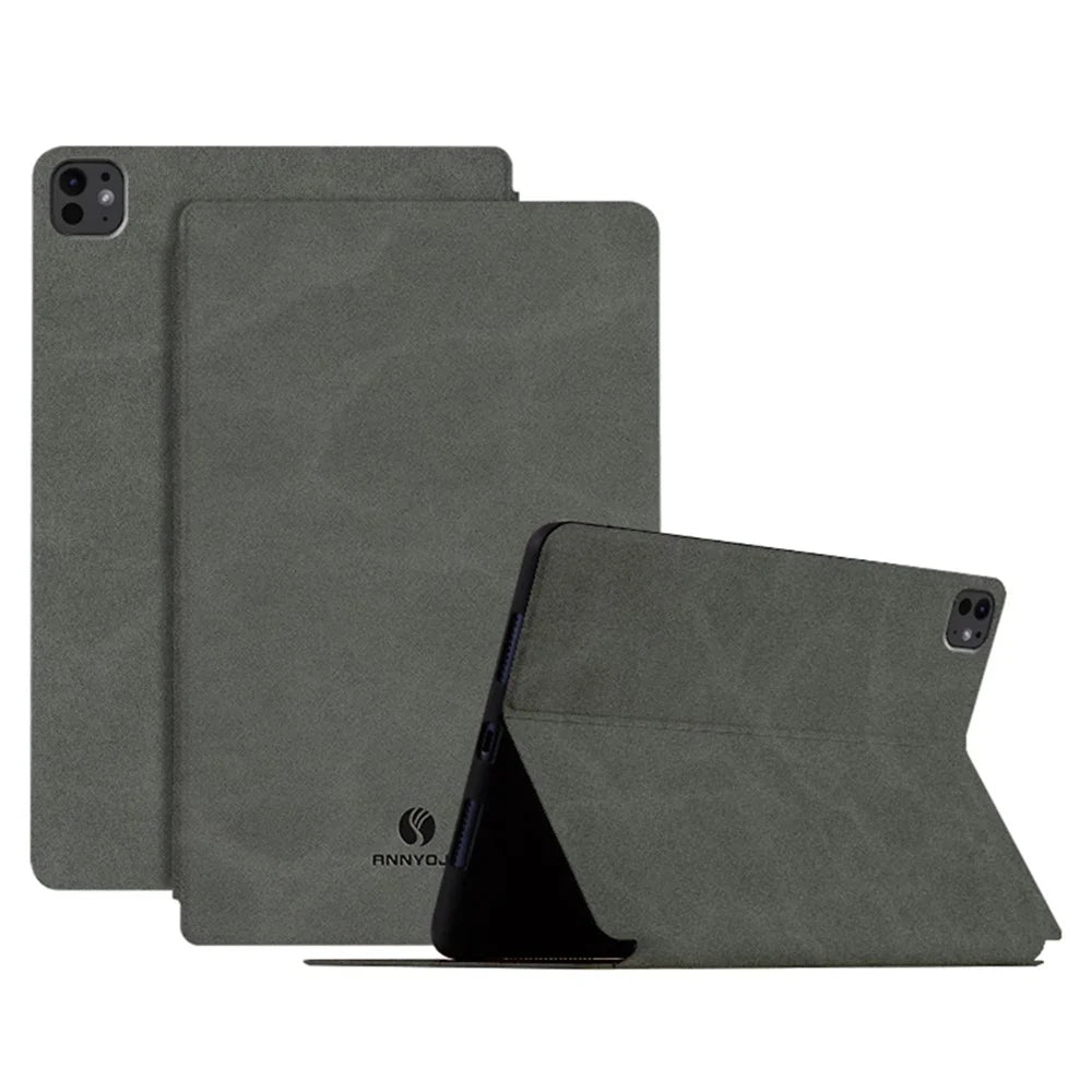 ANNYOJO For iPad Pro 11 (2025) / 11 (2024) Stand Case Anti-Shock PU Leather Tablet Cover - Grey - 1