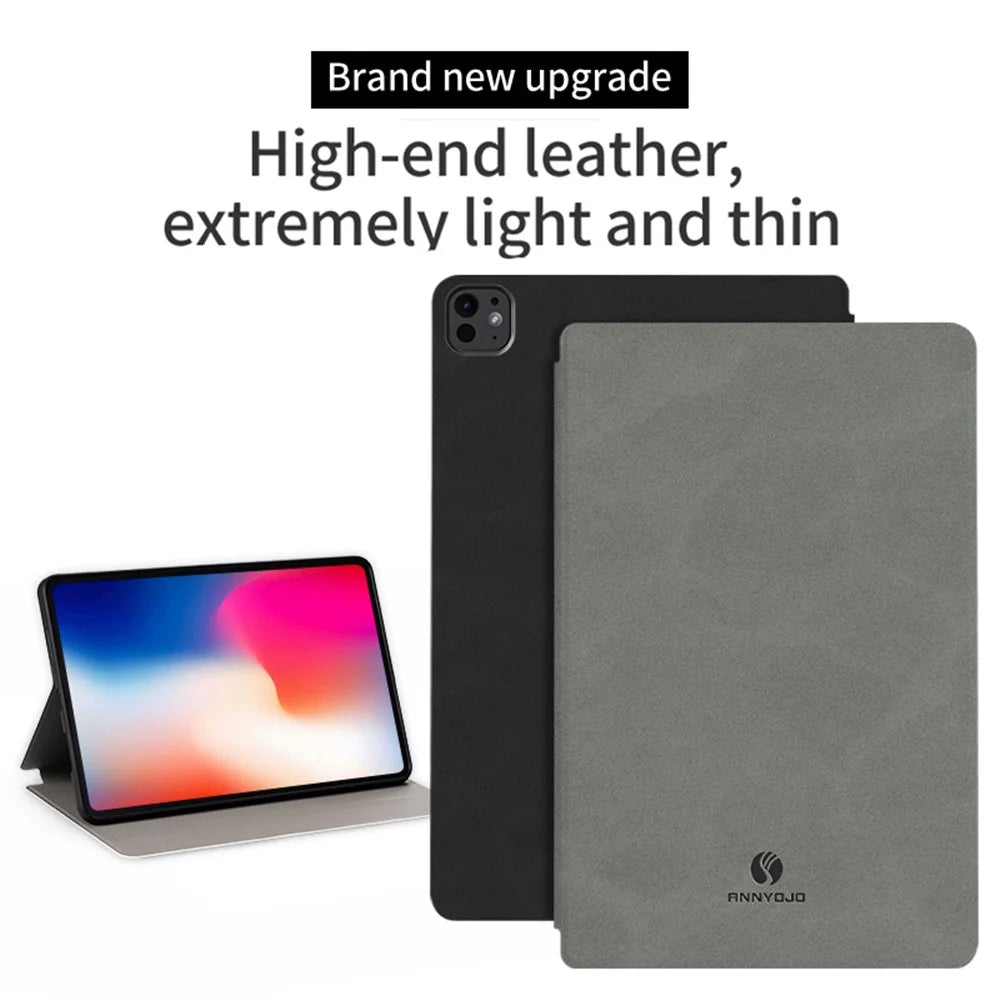 ANNYOJO For iPad Pro 11 (2025) / 11 (2024) Stand Case Anti-Shock PU Leather Tablet Cover - Grey - 2