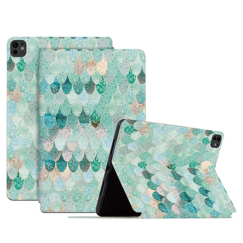 For iPad Pro 11 (2025) / 11 (2024) Case Pattern Print Leather Tablet Cover Auto Wake / Sleep - Summer Mermaid - 1