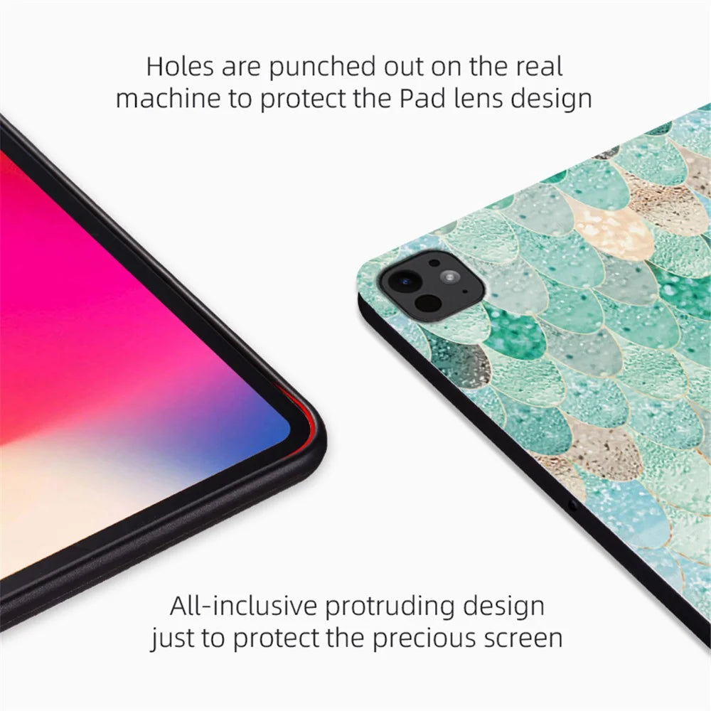 For iPad Pro 11 (2025) / 11 (2024) Case Pattern Print Leather Tablet Cover Auto Wake / Sleep - Summer Mermaid - 5