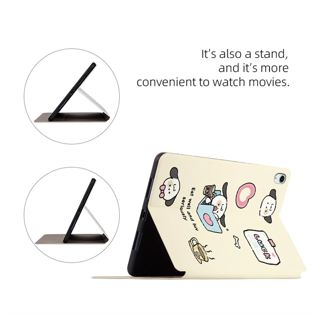 For iPad Air 11 (2026) / (2025) / (2024) / iPad Air (2022) / (2020) Case Leather Tablet Cover Cartoon Pattern - Angel Cat - 4