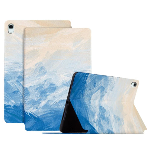 For iPad Air 11 (2026) / (2025) / (2024) / iPad Air (2022) / (2020) Case Tablet Leather Cover Pattern Print - Blue Oil Painting - 1